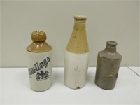 (3) Antique Stoneware Bottles (some chips)