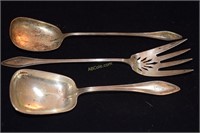 (3) Large Sterling Serving Pcs. (2 Spoons/1Fork),