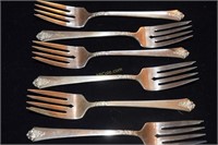 6 Sterling, Royal Crest Salad Forks, 186g