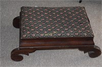 Antique Foot Stool with Floral Pattern, Measures: