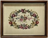 Antique Framed Floral Needlework