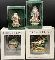 4 Vintage Fitz & Floyd Christmas Ornaments
