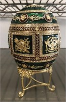 FABERGE STYLE  EGG ON STAND 6½