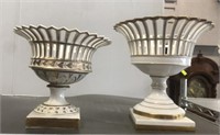 2 BRAZIER STYLE PORCELAIN FOOTED BOWLS
