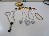 Vintage Sarah Cov Heart Necklace & Earrings Plus