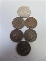 5 Indian Head Pennies & Buffalo Nickel (1898 & up)
