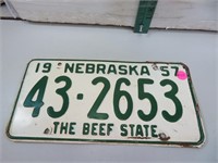 1957 Nebraska License Plate 43-2653