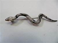 Vintage Snake Brooch Pin 3&3/8"