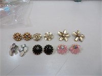 6 Vintage Clip Earring Sets (some signed Germany &