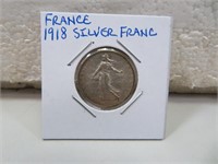 1918 France Silver Franc Coin