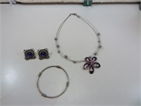 Vintage Necklace- Pierced Earrings & Bracelet