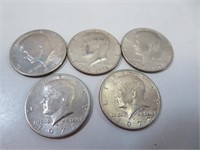 5 Kennedy Half Dollars