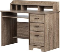 Weathered Oak Computer Desk with Hutch