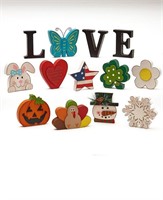 5" Changeable 13 pcs LOVE Sentiment Set, Wood