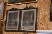 Pair of Framed Lithographs ~ One Frame As Found