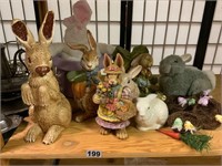 Bunny Rabbit In A Hat Plush Ceramic Figurines