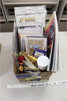 box of patterns & books, stabalizer, cd, ruler,