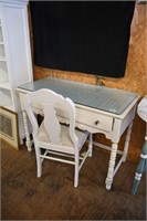 Painted Desk w/Glass Top & Chair
