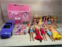 Assorted Barbies House Carry Case Shoes Car &