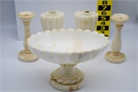 Marble Compote & Candlestick Holders
