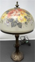 Antique Hand-painted Glass Accent  Lamp