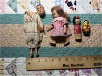 Miscellaneous dolls plastic and wood