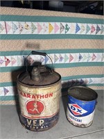 Old marathon motor oil can and DX lubricant