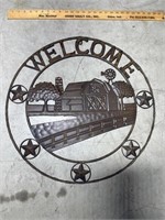 Metal farm welcome sign