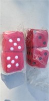 2 pairs Fuzzy dice red
