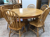 58" Oak Table w/6 Chairs