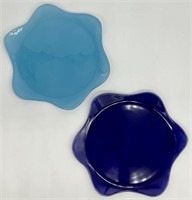 Two Annieglass 10in Petal Plates