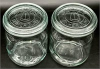 Pair Vintage Rillenglas Ankerglas Jars