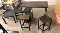 2 Person Bar Top Table w Shelves and 2 Side