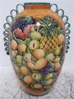 Large terracotta hand painted vase made in Mexico