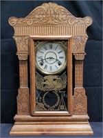 Vintage hand carved oak wall clock