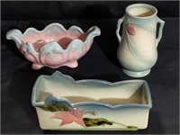 Group of Hull U.S.A. planters and vase. Planter