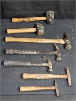 Box of 7 assorted hammers