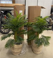 2 Faux 42in Plants in Baskets RETURN SLIP SAYS