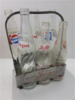 Vintage aluminum Pepsi cola Carrier  & bottles