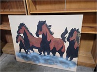 Oil on Canvas  Mustang horse wall Art Signed 50 x
