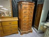 Large Antique 7 Drawer Chest Marble Top Bronze