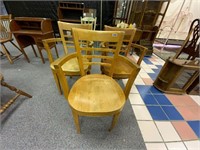 3 Solid Light Wood Arm Chairs