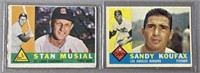 1960 Stan Musial & Sandy Koufax Baseball Cards