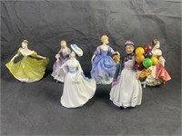 6 Royal Doulton Figurines, w/ Binny Penny Farthing