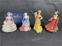 Four Royal Doulton Figurines w/ COA, Boxes