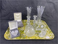 Waterford Crystal, Nine Pieces, incl Clock, Vases