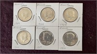 6- 1964 Kennedy Half Dollars
