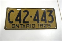 1929 Ontario License Plate