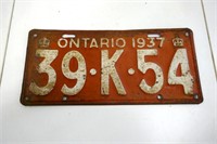 1937 Ontario License Plate