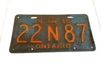 1938 Ontario License Plate